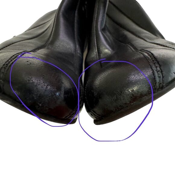 Black Leather Heeled Ankle Boots, Pointed Toe, Block Heel, Chic Classic Style - Picture 6 of 12